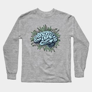 Brain,leaves,positivity, creativity, right hemisphere brain, health, Mental, mind Long Sleeve T-Shirt